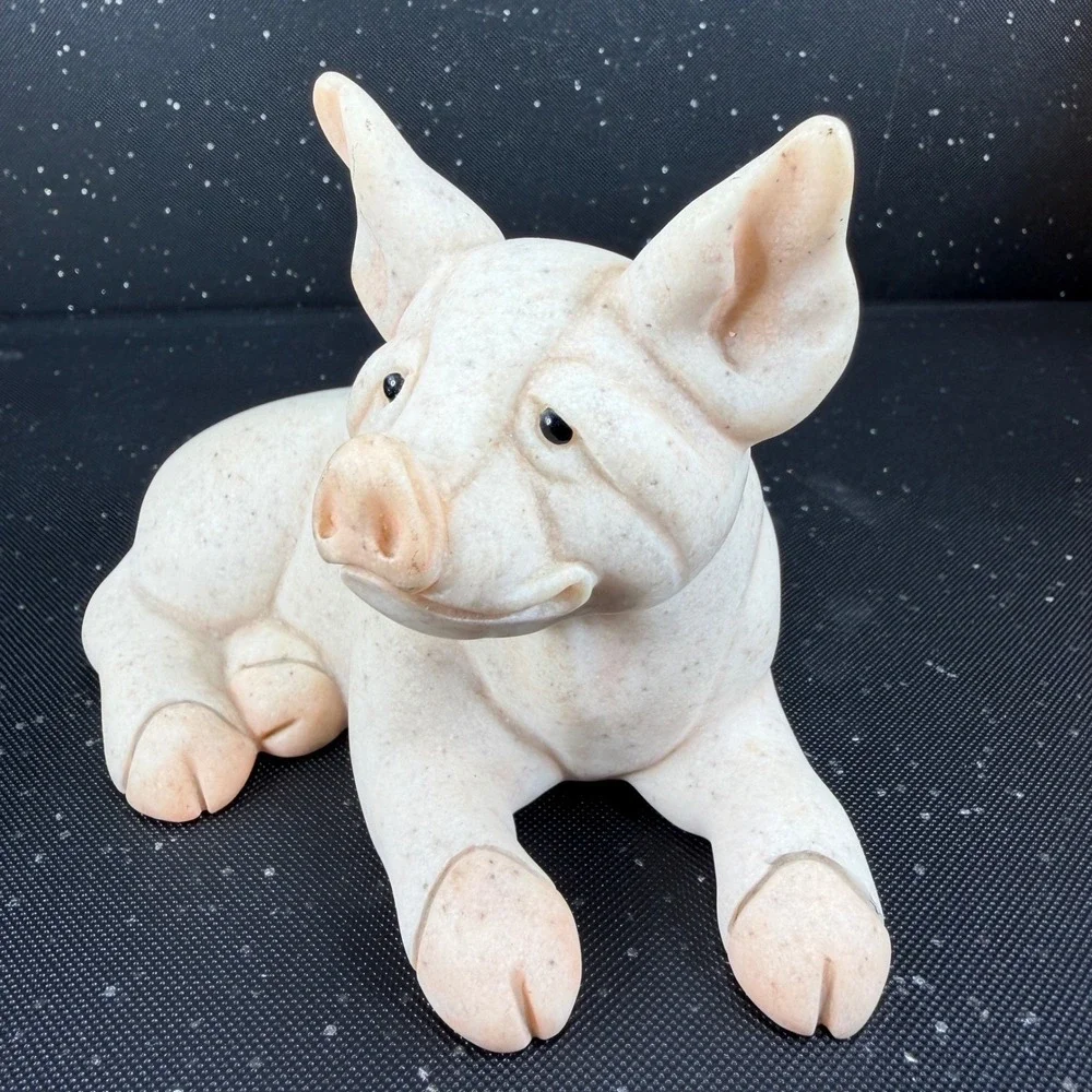 Second Nature Design Quarry Critters Pickle Pig Figurine Faux Stone‎ 2000 Figure